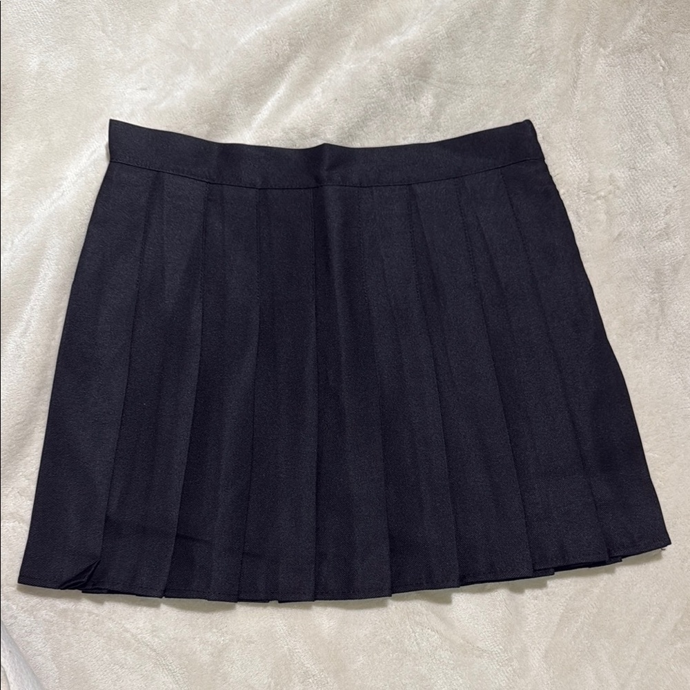 Black Mini Skater Skirt with Pleats for Work